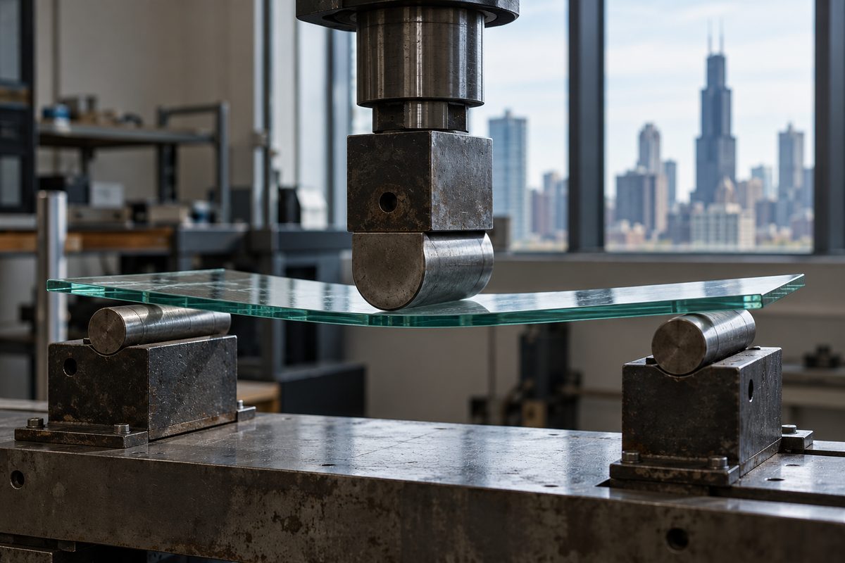 Three-point mechanical bending test of aluminosilicate tempered screen glass