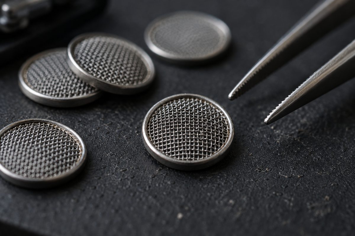Micro-acoustic stainless steel dust mesh filters and port protectors